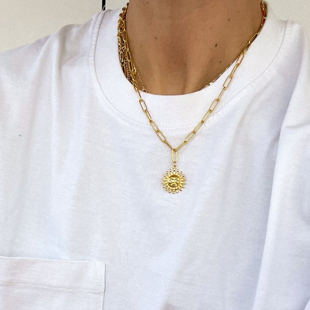 Collar Lucky Brand Braided Chain Charm Mujer Doradas Con Argollas