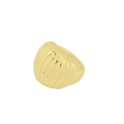 Anillo grueso en forma de croissant de Plata de Primera Ley 925 chapado en Oro de 18K 