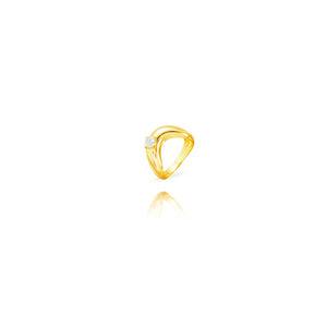 Anillo Bold Basic Shine de Plata de Ley bañada en oro y con una circonita de color blanco