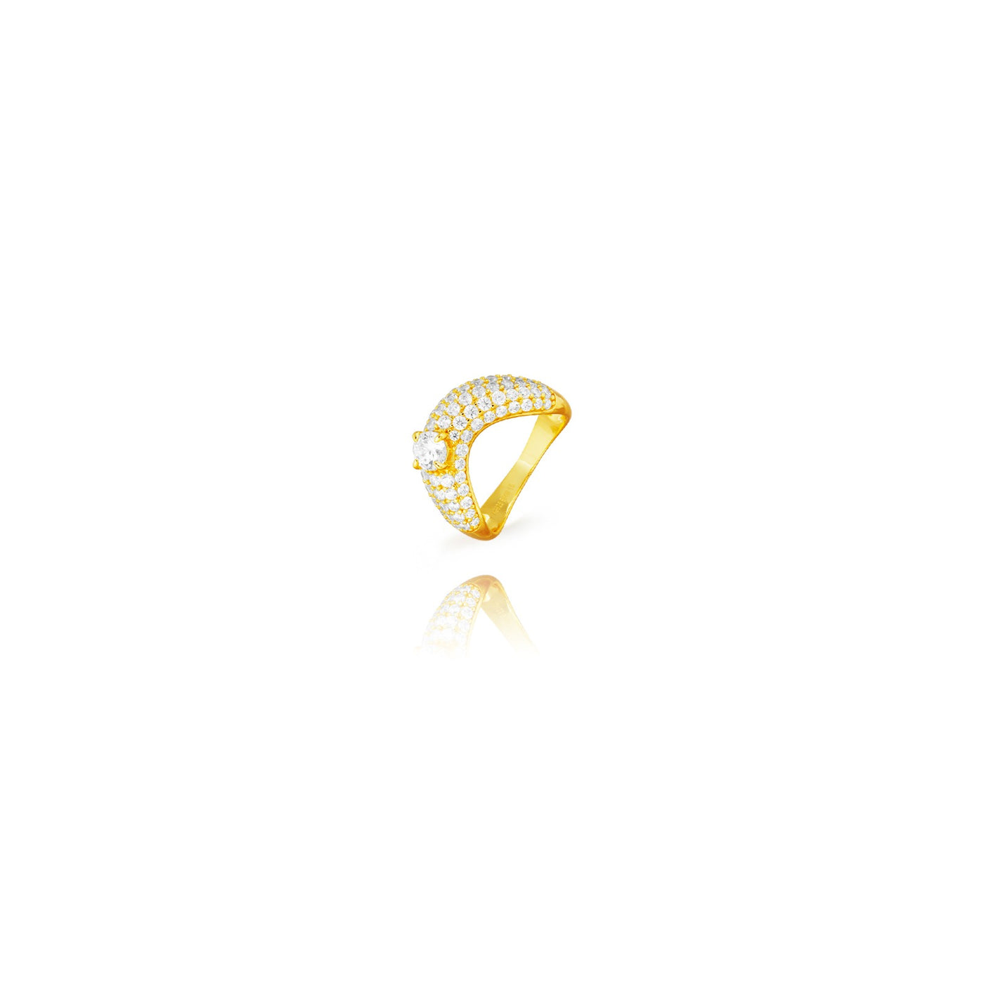 Anillo Bold Shine de Plata de Ley con baño de oro y circonitas blancas 