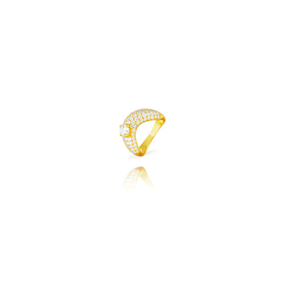 Anillo Bold Shine de Plata de Ley con baño de oro y circonitas blancas 