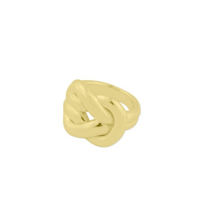 Anillo de Plata de Ley 925 chapado en Oro de 18K grueso con motivo de doble nudo 