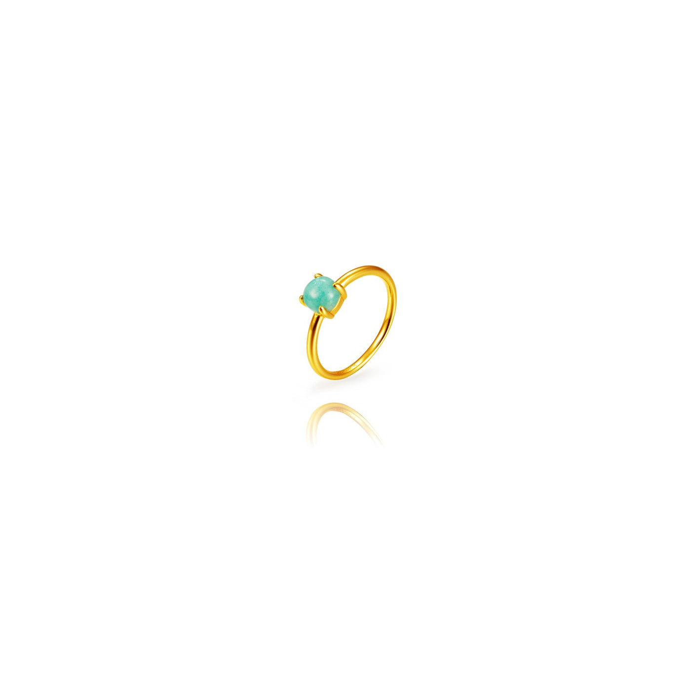 Anillo básico de Plata de Ley 925 chapado en Oro de 18K con piedra mineral Amazonita