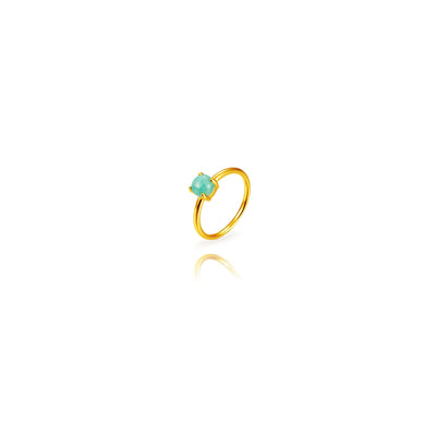 Anillo básico de Plata de Ley 925 chapado en Oro de 18K con piedra mineral Amazonita
