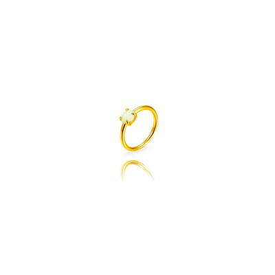 Anillo básico de Plata de Ley 925 chapado en Oro de 18K con piedra mineral Òpalo