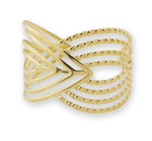 Brazalete rígido de acero inoxidable con baño de oro y dos texturas distintas
