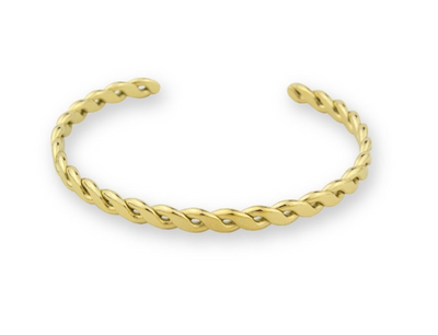 Brazalete rígido de acero inoxidable dorado de estilo trenzado