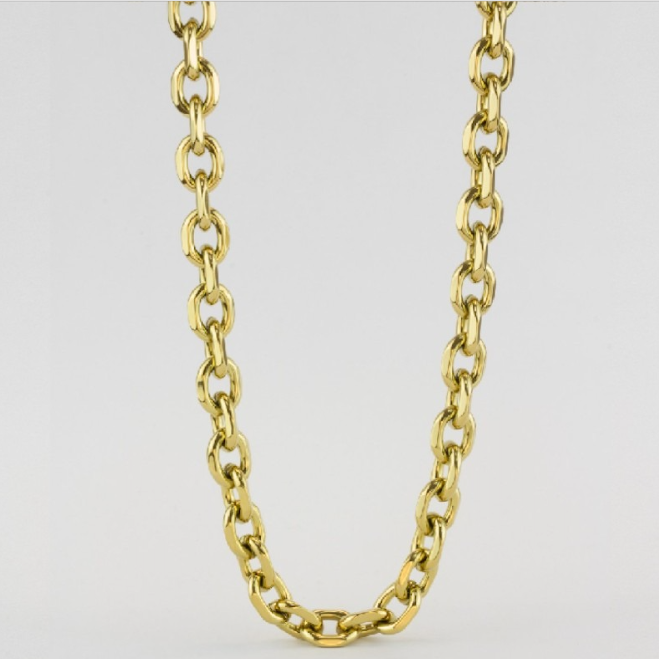 Collar cadena eslabones redondos pequeños de acero inoxidable dorado