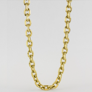 Collar cadena eslabones redondos pequeños de acero inoxidable dorado