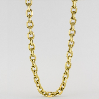 Collar cadena eslabones redondos pequeños de acero inoxidable dorado