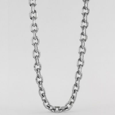 Collar cadena eslabones redondos pequeños de acero inoxidable plateado
