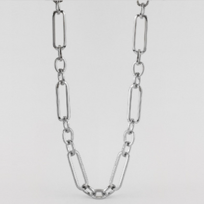 Collar cadena eslabones grandes de acero inoxidable plateado