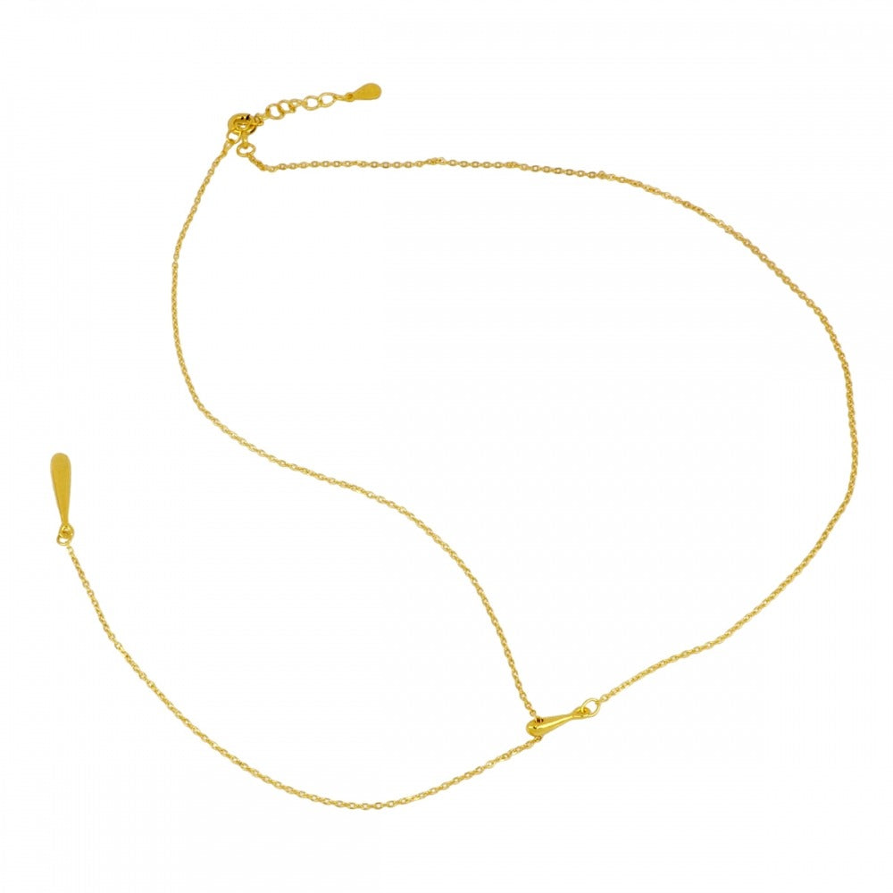 Collar Corbatero fino con motivo de péndulo de Plata de Ley bañado en Oro de 18K