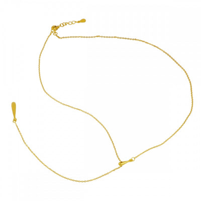 Collar Corbatero fino con motivo de péndulo de Plata de Ley bañado en Oro de 18K