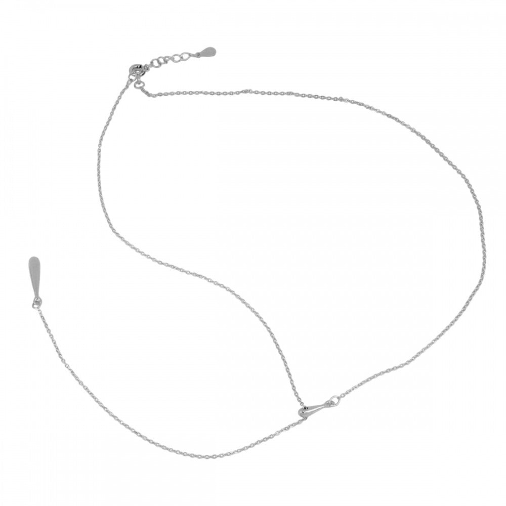 Collar Corbatero fino con motivo de péndulo de Plata de Ley rodiada