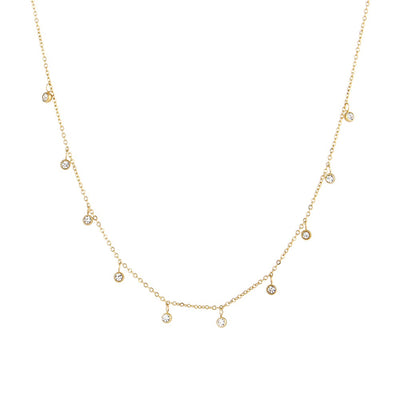 Collar Multi Circonitas Blancas redondas de Acero Inoxidable Dorado