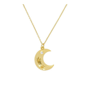 Collar en forma de media luna de Plata de Ley bañado en Oro y con una pequeña circonita