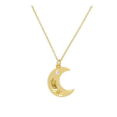 Collar en forma de media luna de Plata de Ley bañado en Oro y con una pequeña circonita
