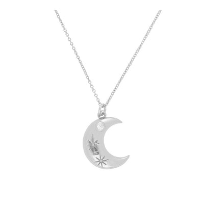 Collar en forma de media luna de Plata de Ley rodiada y con una pequeña circonita