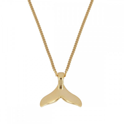 Collar de Plata de Ley bañado en Oro de 18K con colgante en forma de cola de ballena dorado