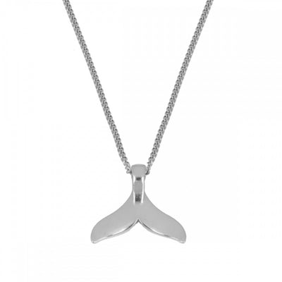 Collar de Plata de Ley Rodiada con colgante en forma de cola de ballena plateado