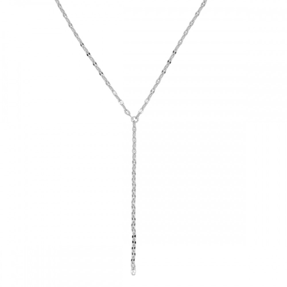 Collar corbatero tipo cadena cobra de Plata de Ley rodiada