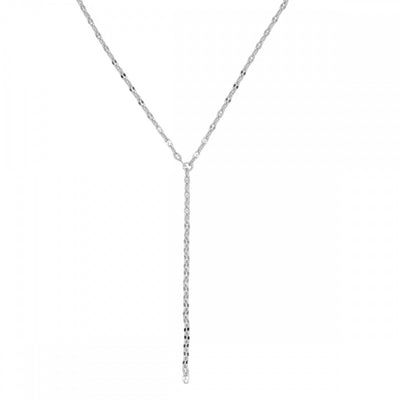 Collar corbatero tipo cadena cobra de Plata de Ley rodiada