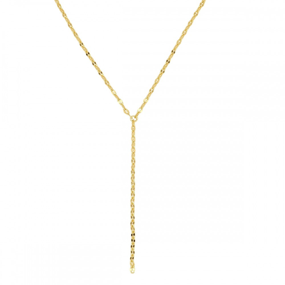 Collar corbatero tipo cadena cobra de Plata de Ley con baño de Oro de 18k