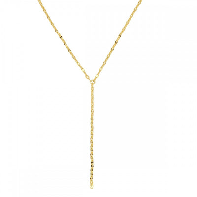 Collar corbatero tipo cadena cobra de Plata de Ley con baño de Oro de 18k