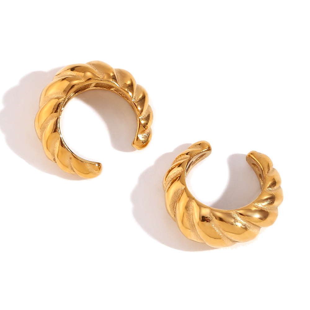 Ear Cuff pendiente para oreja de acero inoxidable dorado 