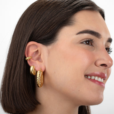 Ear Cuff pendiente para oreja de acero inoxidable dorado modelo