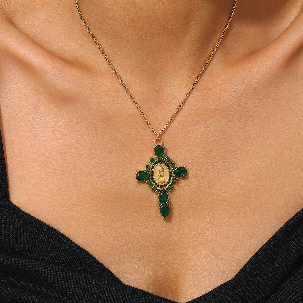 Collar Cruz Virgen Green