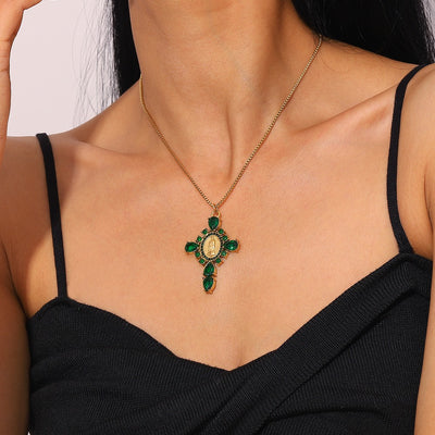 Collar Cruz Virgen Green
