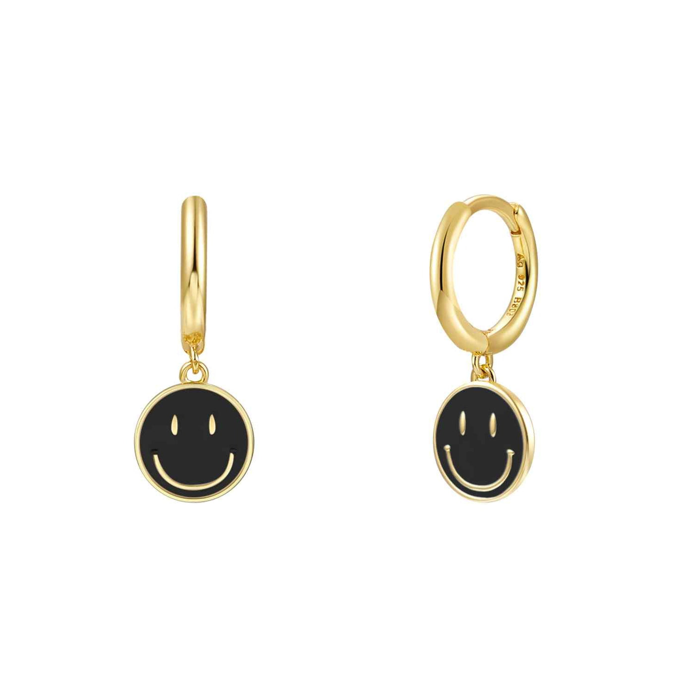 Boucles d'Oreilles Smile Noir (1 Unité)