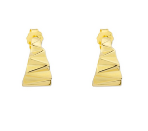 Pendientes de plata de ley de forma geométrica triangular y con pliegues
