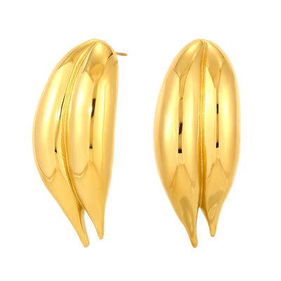 Pendientes de acero dorado de tipo grandes perfectos para eventos o bodas