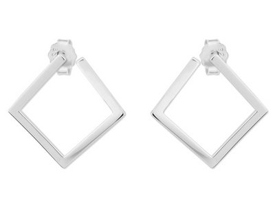 Pendientes con forma cuadrada de Plata de Ley con un baño de oro 