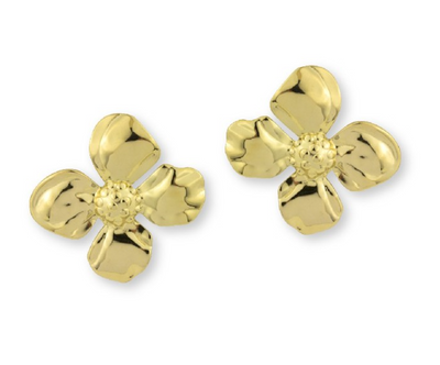 Pendientes en forma de flor de acero inoxidable dorado 