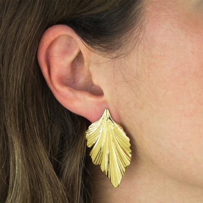 Pendientes grandes de acero inoxidable tipo hoja 