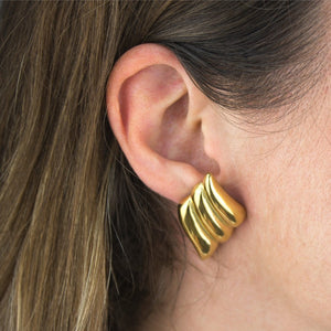 Pendientes grandes de acero inoxidable dorados