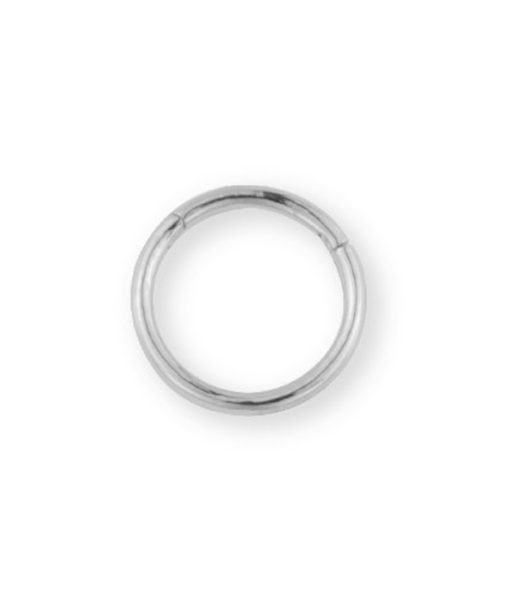 Piercing de aro basico y liso de Plata de Ley con rodio