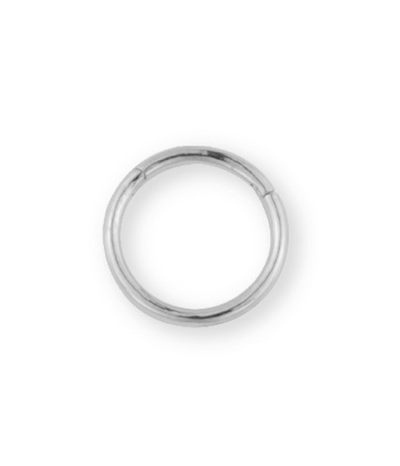 Piercing de aro basico y liso de Plata de Ley con rodio