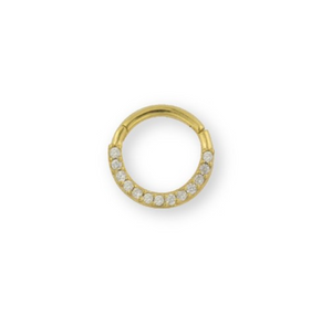 Piercing de aro basico de plata de ley con baño de oro y circonitas, ideal para nariz, oreja y boca