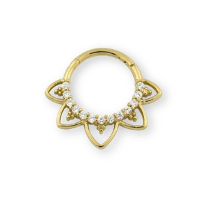 Piercing de plata de ley con baño de oro y circonitas ideal para nariz, oreja y boca