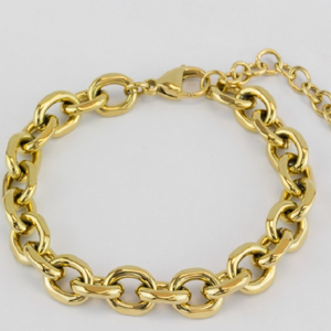 Pulsera eslabones redondos de acero inoxidable dorado