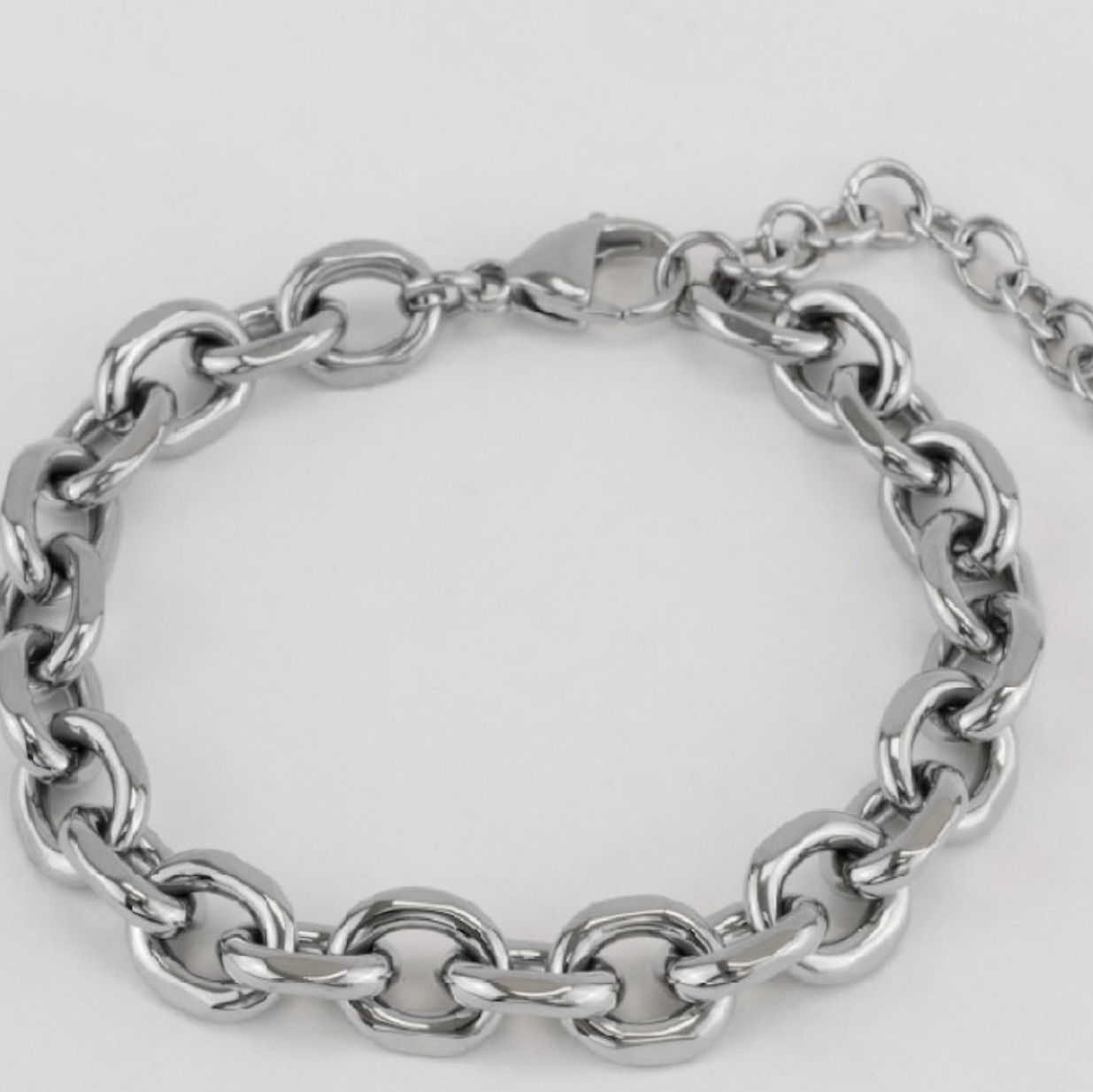 Pulsera eslabones redondos de acero inoxidable plateado