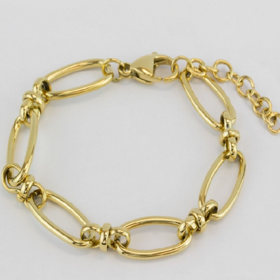 Pulsera eslabones grandes de acero inoxidable dorado