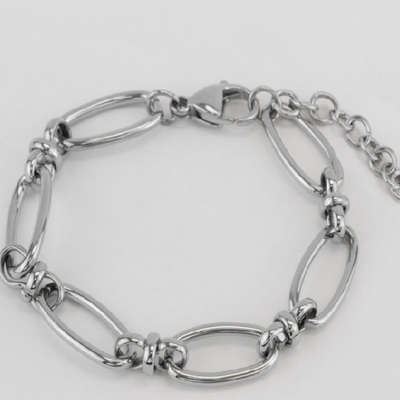 Pulsera eslabones grandes de acero inoxidable plateado