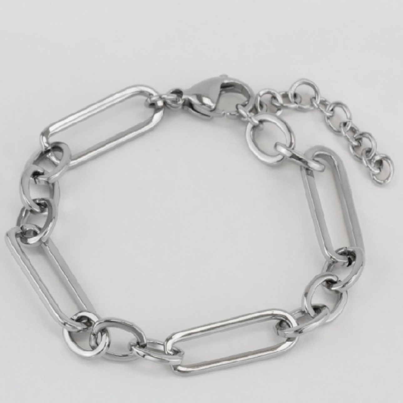 Pulsera eslabones de acero inoxidable plateado