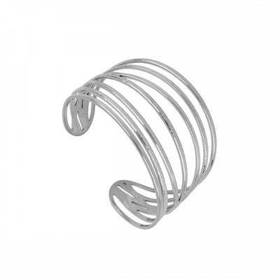 Pulsera Rígida con varias tiras de acero plateado